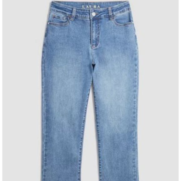 LAURA: Frayed Hem Denim Capris - blue - Picture 6 of 9
